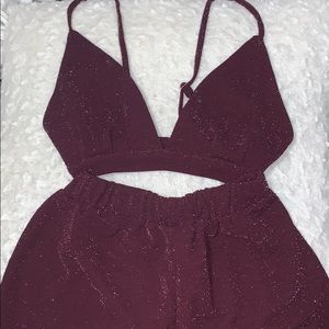 Two Piece Set Maroon with Sparkles
